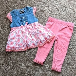 Darlings Floral Dress and Pant Set size 12 months